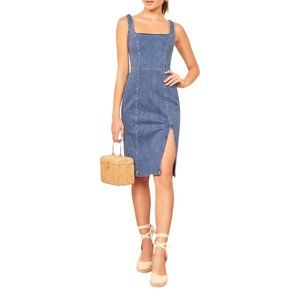REFORMATION Joella Organic Cotton Blend Denim Midi Dress Size 6